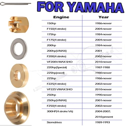 Image of Replacement for 6E5-45987-01 Propeller Installation Hardware Tool Kit for Yamaha Outboard Engine 150HP-300HP, Thrust Washer /Spacer /Washer /Nut and Cotter Pin