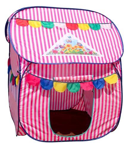 Image of Homecute Foldable Pop Up Hut Type Kids Toys Play Tent House for Boys and Girls (Medium Size Pink-White)