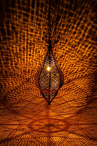 Orientalische Lampe Pendelleuchte Schwarz Kihana 40cm E14 Lampenfassung | Marokkanische Design Hängeleuchte Leuchte aus… – Bild 3