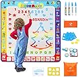 Fansteck Water Doodle Mat, Large Water Drawing Mat 40X40 inch, No Mess Aqua Magic Doodle Mat with 24 Accessories, Colorful Educational Toy for Toddlers, Boys, Girls Age of 3 4 5 6 7 8