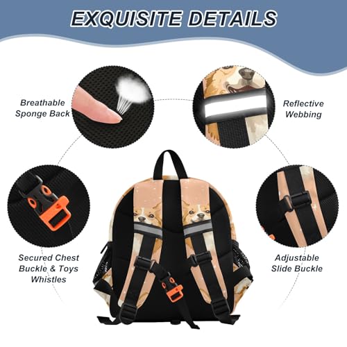 Kid's Backpack for Boys & Girls Toddler Bag Dog Pink Backpack with Safety Leash3