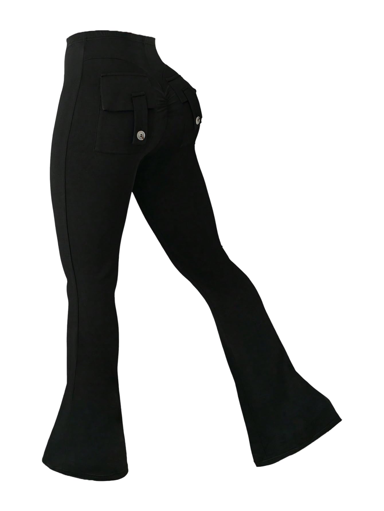 Floerns Womens Plus Size Casual Flare Leg Pants Elastic Waist Bell Bottom Stretchy Trousers
