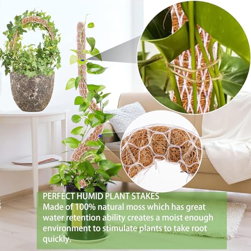 HuiPoLii Moss Pole,Natural Coco Coir Poles,1 Pack 46in Monstera Plant Support,Moss Pole for Plants,DIY Shape,Use Plant Support for Indoor Plants4