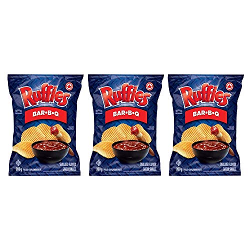 Ruffles Bar-B-Q Potato Chips 200g/7.05oz, 3-Pack {Imported from Canada}