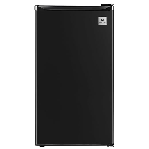 RCA RFR321-B-Black-COM RFR321 Single Mini Refrigerator-Freezer Compartment-Adjustable Thermostat Control-Reversible Doors-Ideal for Dorm, Office, RV, Garage, Apartment-Black Cubic Feet, 3.2 CU.FT