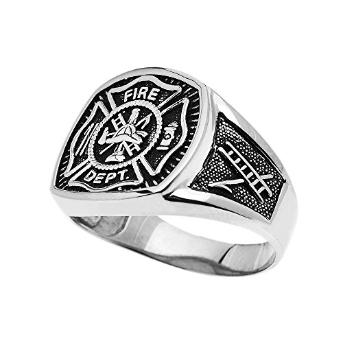 American Heroes Men's Sterling Silver Fire Department Maltese Cross Bold Ring (Size 12.75)