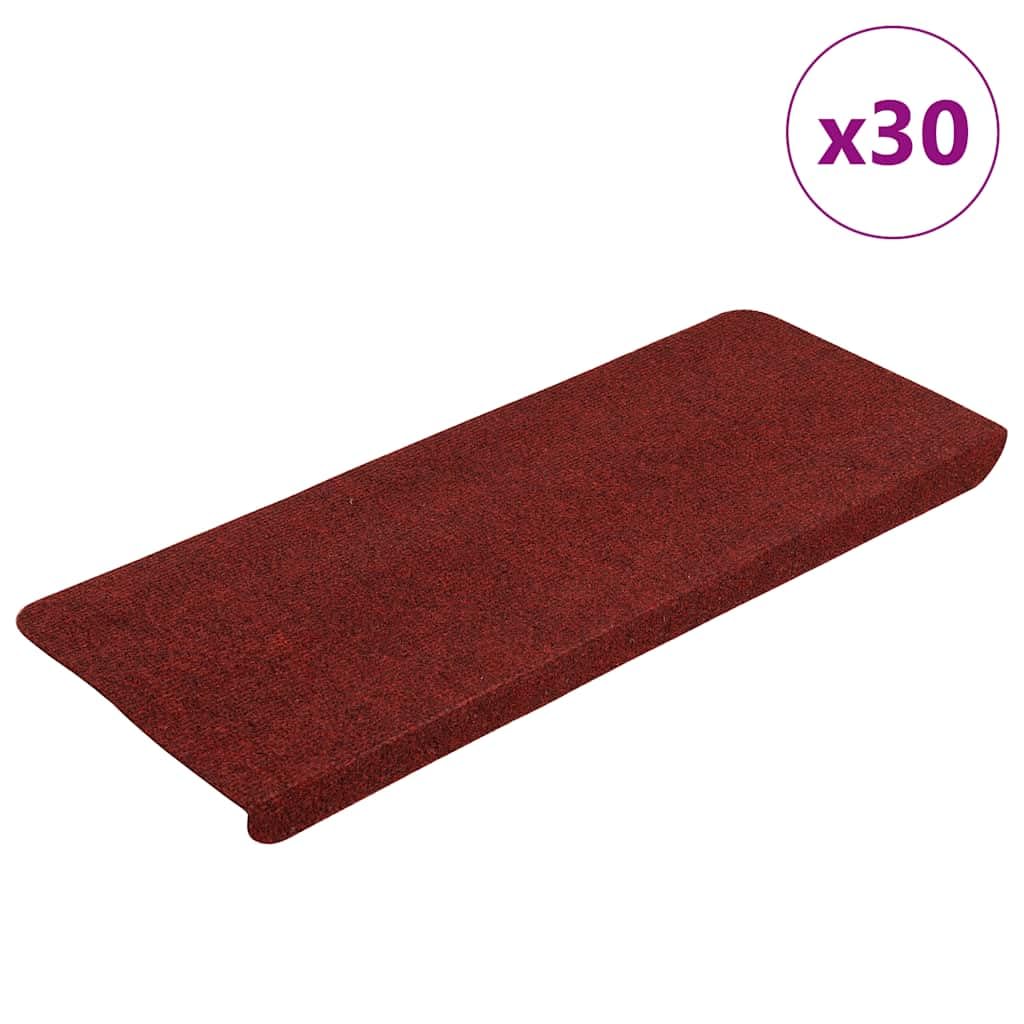 Générique Samoprzylepne maty na schody 30 szt. Czerwone 65x24,5x3,5 cm, Antypoślizgowy dźwiękochłonny filc igłowany, Można prać w pralce, chroni stopnie przed poślizgiem i zużyciem
