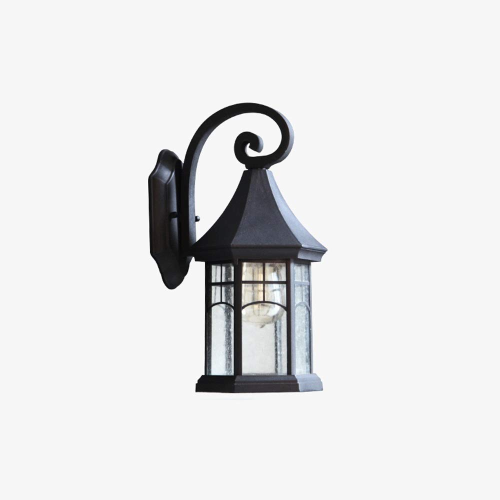 HPTHLY Wall Mounted Light Retro Outdoor Wall Lamp European Waterproof Outdoor Lighting Aisle Garden Lamp American Balcony Stairs Exterior Wall Terrace Lamp R(Black)