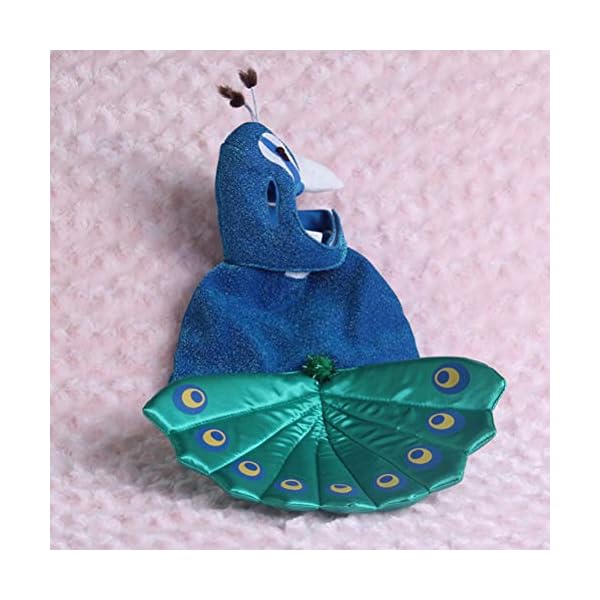 Popetpop dog peacock costume-pet costumes for cats peacocks halloween costumes with hat funny bird costume for small dogs and cats-blue - image 9