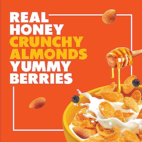 Image of Yogabar Cornflakes with Almonds, Honey & Berries | Healthy Crunchy Breakfast Cereals with Probiotics 850g | Real Honey & Almond