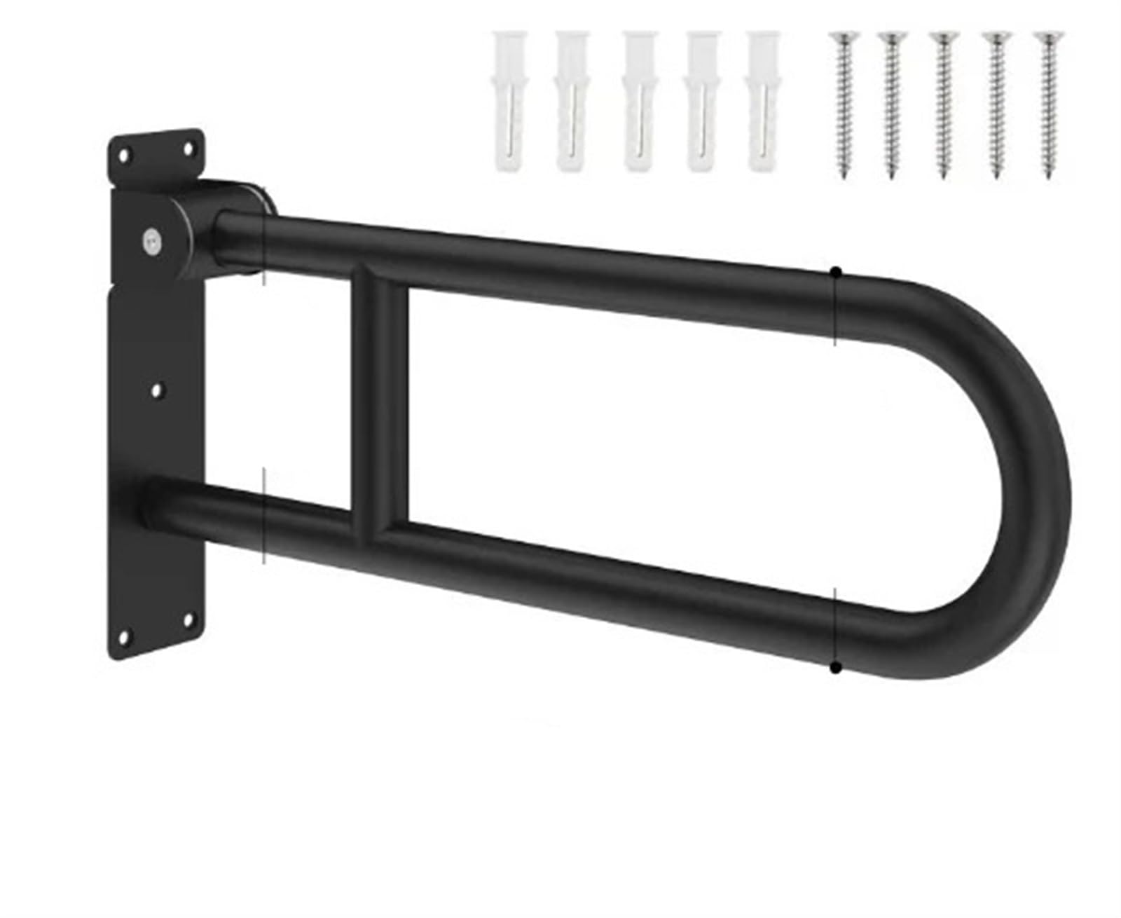 Barra Abatible Baño Barra de soporte abatible for inodoro, barra agarre seguridad con riel acero inoxidable 304(Black)