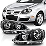 ACANII - For 2006 2007 2008 2009 Volkswagen Jetta GTI MK5 Black Housing Headlights Headlamps Set Driver + Passenger Side