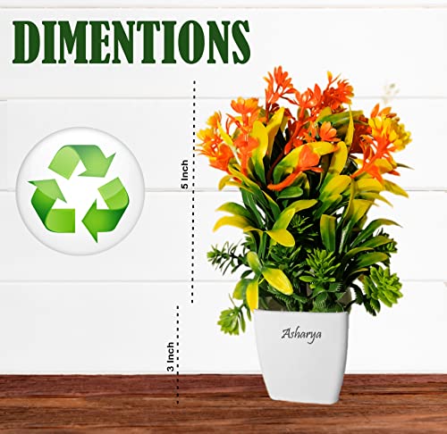Image of Small Faux Plant Set, (8 inch) | Wild Artificial Plant with Pot for Home Decor, Office Living Room Bedroom and Party Decor (Pack of 2)