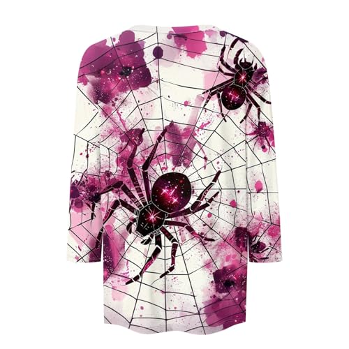 Cute Funny Halloween Shirts for Women Plus Size 3/4 Length Long Sleeve Womens Tops Witch Gothic Renaissance Shirt