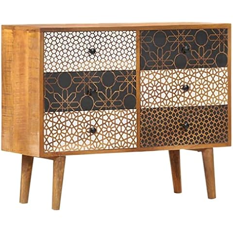 vidaXL Aparador Comedor 6 Cajones Estampados Madera Maciza Cover