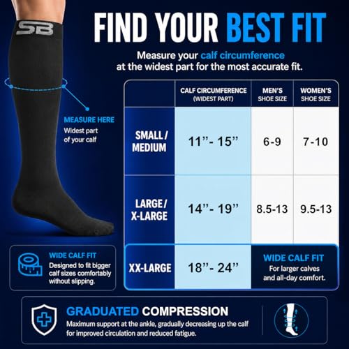 Image of SB SOX 3-Pair Compression Socks (15-20mmHg) for Men & Women - Comfortable Socks, Easy to Put On - Best Socks for Daily /Any Use, Running, Nurse, Travel
