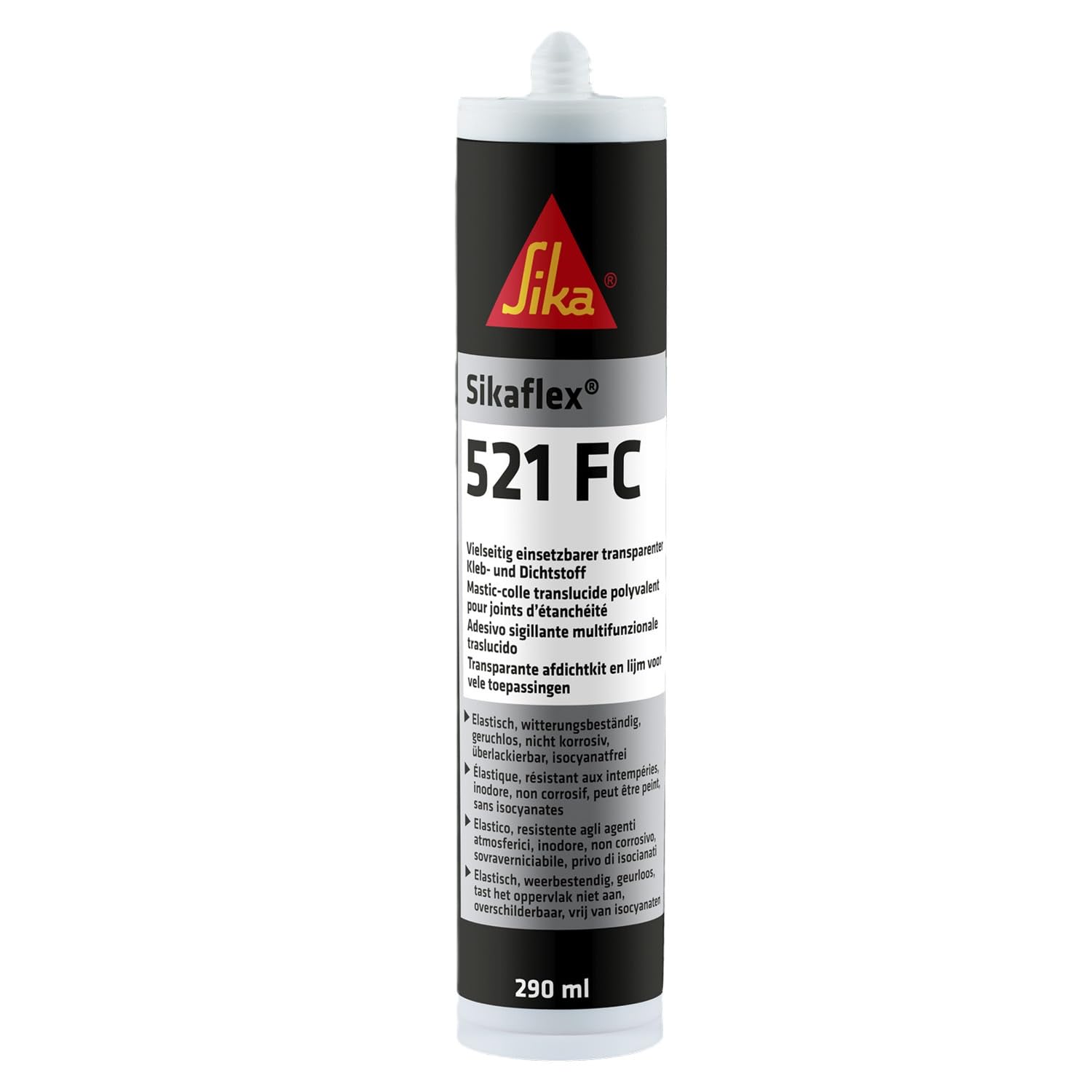 Sika – Kleb- und Dichtstoff – Sikaflex-521 FC Transparent – für innen und außen – UV-stabil und witterungsbeständig – 290 ml