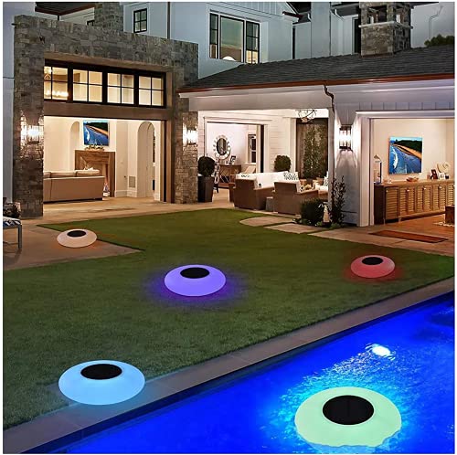 Dzhzuj Floating Pool Lights Solar-14 Inches-Solar Powered- Pool Lights, Float or Hang In Pool Garden Backyard Pond Party Decorations - Inflatable Wateproof RBG Lights Accessories Cover