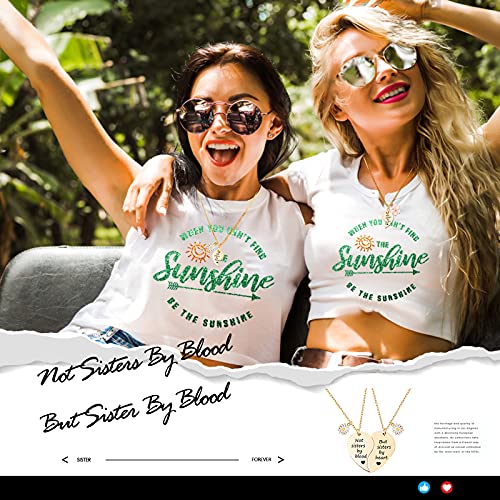 MJartoria BFF Necklace for 2-Split Heart Necklace Not Sisters by Blood Pendant Best Friend Friendship Necklace Set of 2 Valentines Day Gifts for Her2