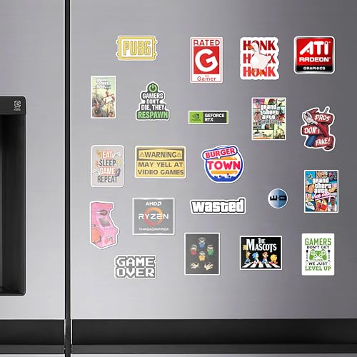 Image of WallDesign Inspirational Gaming Magnet Set - Must-Have Designs for Gamers, Perfect Gamer Gifts Fridge Magnet Set (Set of 22)