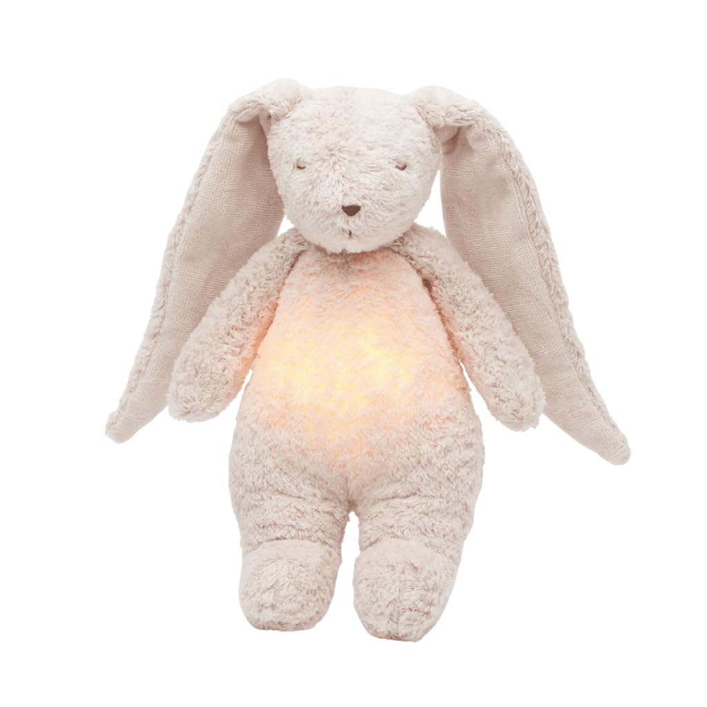 Moonie 2.0 Organic Humming Bunny with Night Lamp – Rose | Soothing White & Pink Noise Sleep Aid for Babies | Voice Recording | Rechargeable, GOTS Certified Cotton | Calming Plush for Newborn & Toddler