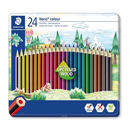 STAEDTLER Noris 185 M24. Lápices de colores ecológicos. Caja de metal con 24 unidades.