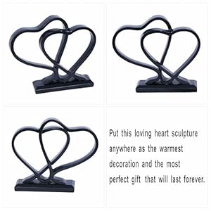 Heart statue decor heart shaped sculpture black modern figurine decorations for home living room bookshelf office shelf centerpiece table herhim love wedding anniversary couple valentines day gifts  urban country home decor