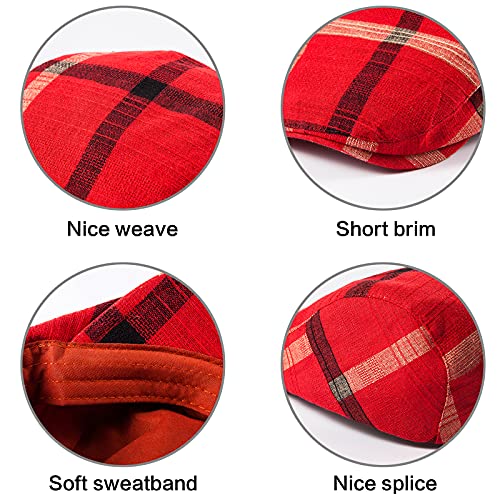 LADYBRO 2Pack Unisex Flat Cap Newsboy Hats for Men Women, Scally Cap Summer Hat for golf