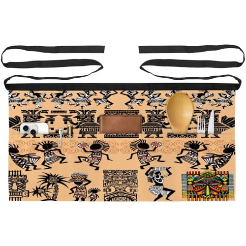 Tabliers courts de chef indiens d'Amérique | Lot de 3 demi-tabliers à 3 poches pour cuisine et bar