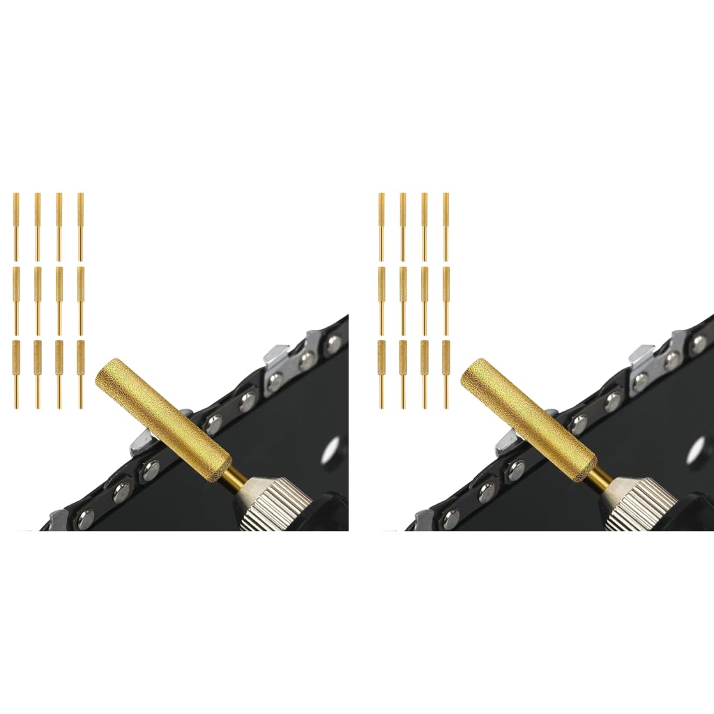 Serplex® 24PCS Chainsaw Sharpener Bits Titanium Plated High Hardness Sharpening Attachments for Chain 4 4.8 5.5mm Dia Coarse Emery for Electric Power Tools Rotary Tools-image-47