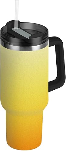 Miniatura 1 de Lively - Vaso de boca ancha al vacío de 40 onzas con pajilla, resistente a fugas, decorativo para llevar, taza de café para agua, té helado o café,
