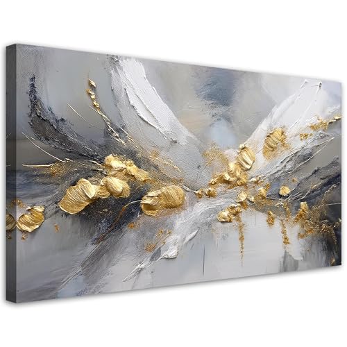 Feeby - Tableaux - Deco Tableau Murale - Glamour doré Abstraction - 120x60 1partie - Pour la Chambre et le Salon - Pour Chaque Pièce de Votre Appartement -...