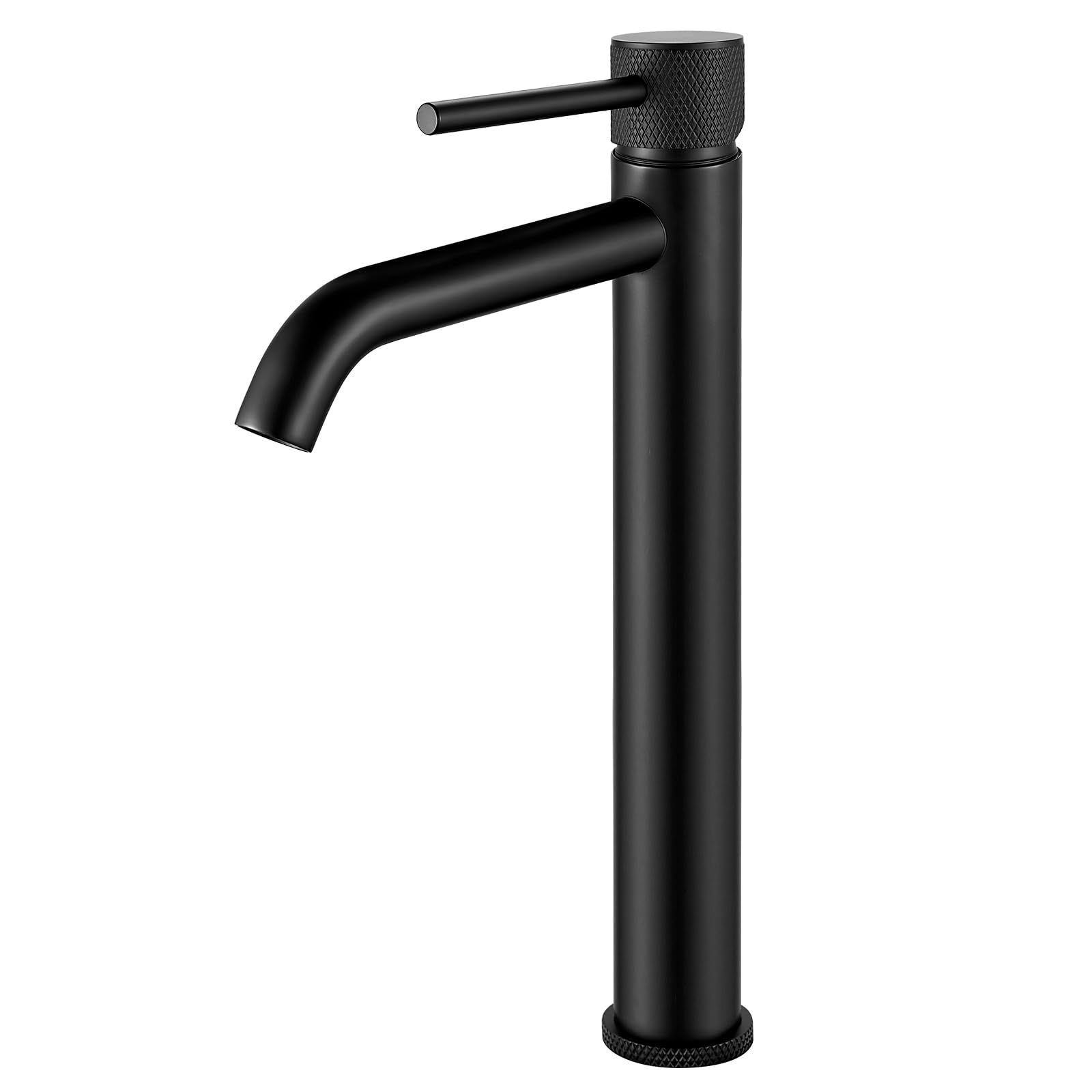 Tall Bathroom Basin Mixer Taps, Black Mono Basin Tap Round, Cloakroom Faucet with High Spout
