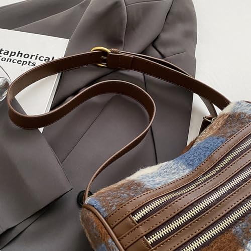 Modern Checkered Messenger Bag Crossbody Purse Handbag for the Chilly Months4