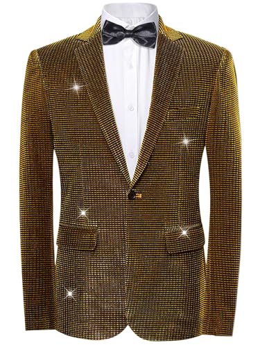 Lars Amadeus Shiny Tuxedo for Men's Blazer Disco Prom Party Wedding Metallic Dinner Suit Jackets