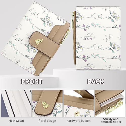 Womens Wallet Cute Small Wallets for Women Thin Green Women's Wallet Kawaii Flower Card Wallets for Women Ladies(# P Brown Flower Wallet for Women)3