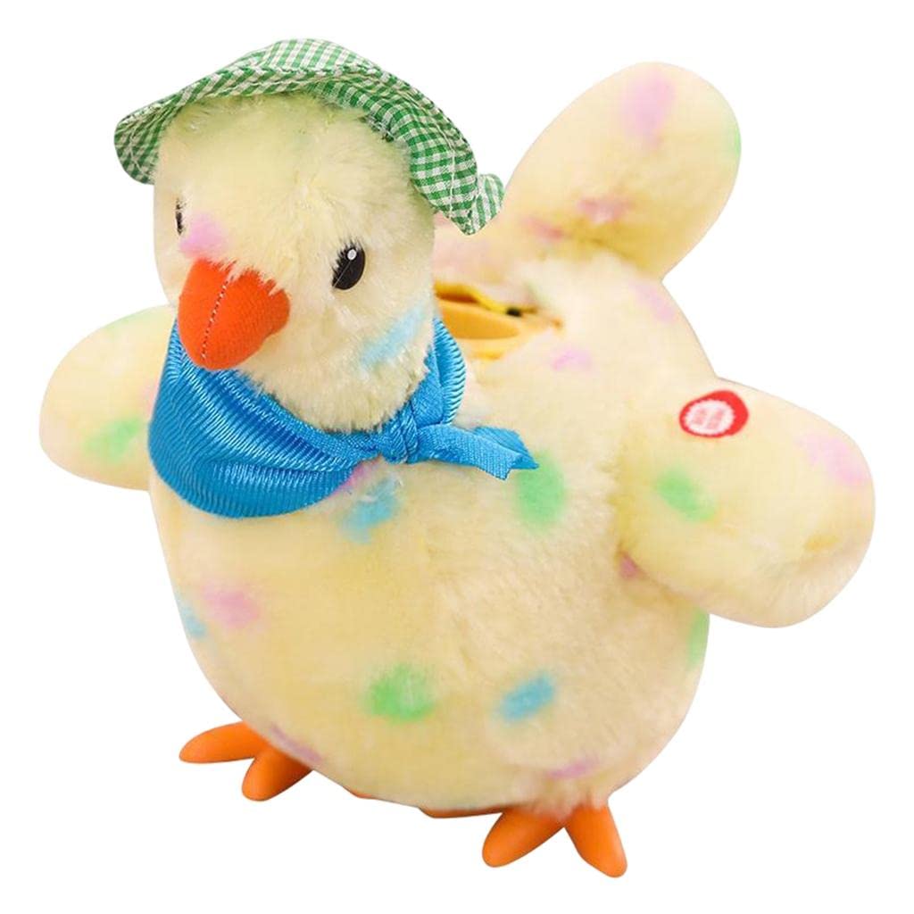 Generic Bambola di Peluche Elettrica, Animale di Peluche, Giocattolo Musicale, Deposizione di Uova, Luce LED, Movimento Danzante con Suono, per Bambini, Ideal, Giallo