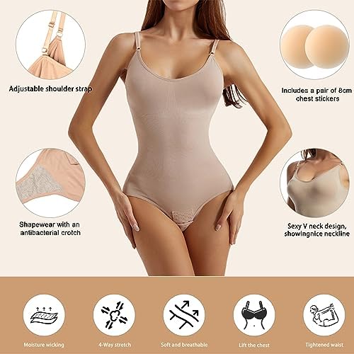 KUMAYES Body Gainant Femme Ventre Plat Invisible Corset Minceur Lingerie Sculptante Bodysuit Cuisse Minceur Shapewear (Noir, XL