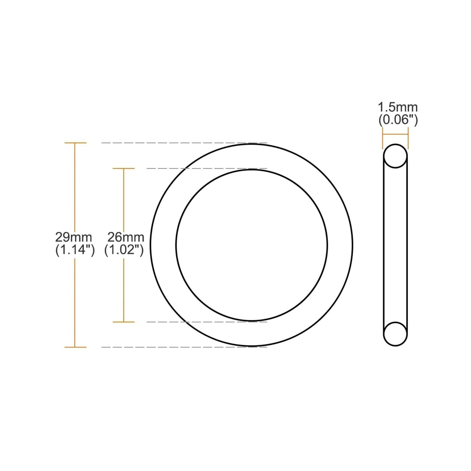Złączki 20 szt. O-ringów z gumy fluorowej, średnica zewnętrzna 29 mm, średnica wewnętrzna 26 mm, szerokość 1,5 mm, uszczelka zielona do napraw pneumatycznych itp. Podkładka uszczelniająca