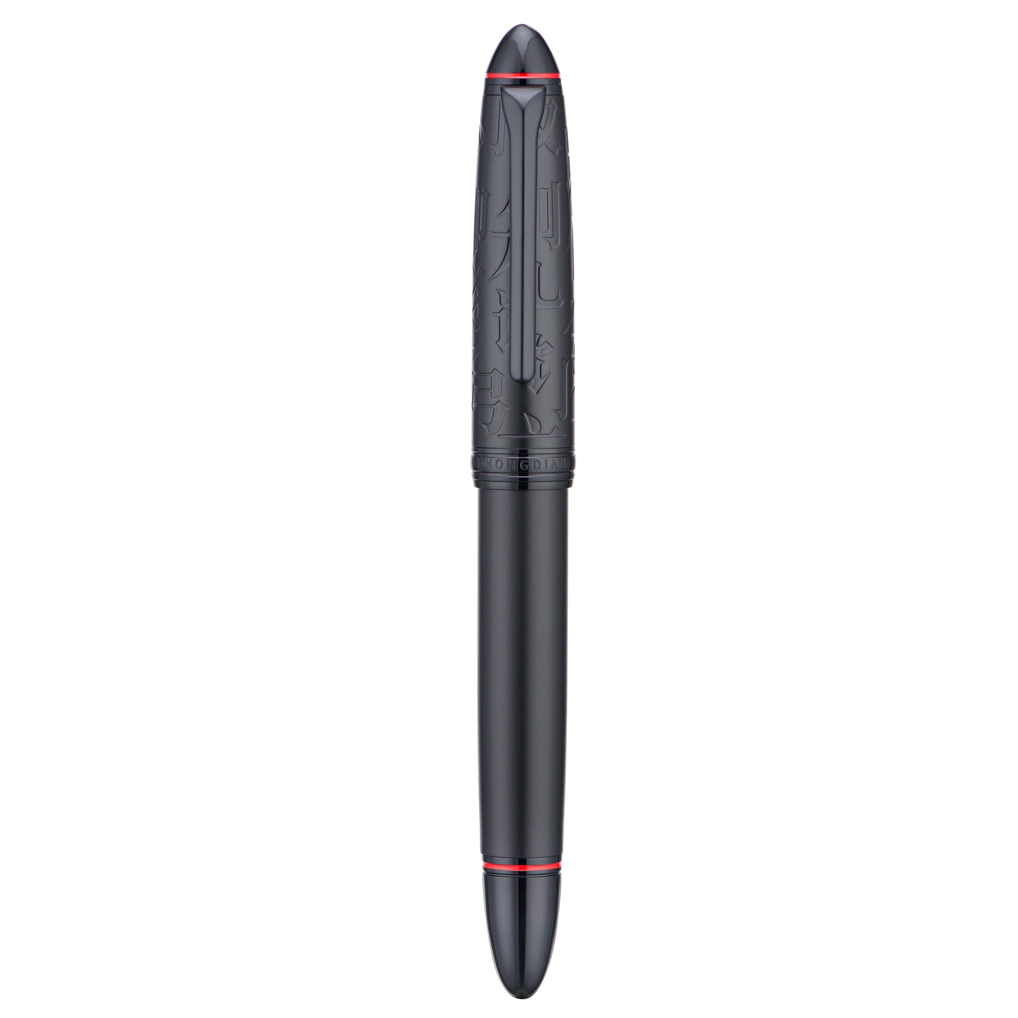 Hongdian N6 Stylo Plume à Piston en Résine en Métal Noir, Nib à lame longue noir, boîte en métal incluse