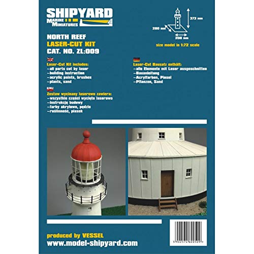 MODELSHIPYARD North Reef Lighthouse Scale 1:72 L 200mm W 200mm H373mm Vessel Model Shipyard