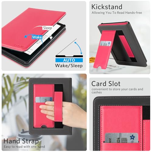 Image of CoBak Stand Case for 7 inch Kindle Paperwhite 12th Gen 2024 and Kindle Colorsoft with Hand Strap - Compatible with iPhone MagSafe, for Samsung /Belkin /Anker Wireless Charging Pads, Durable, Auto Sleep Wake