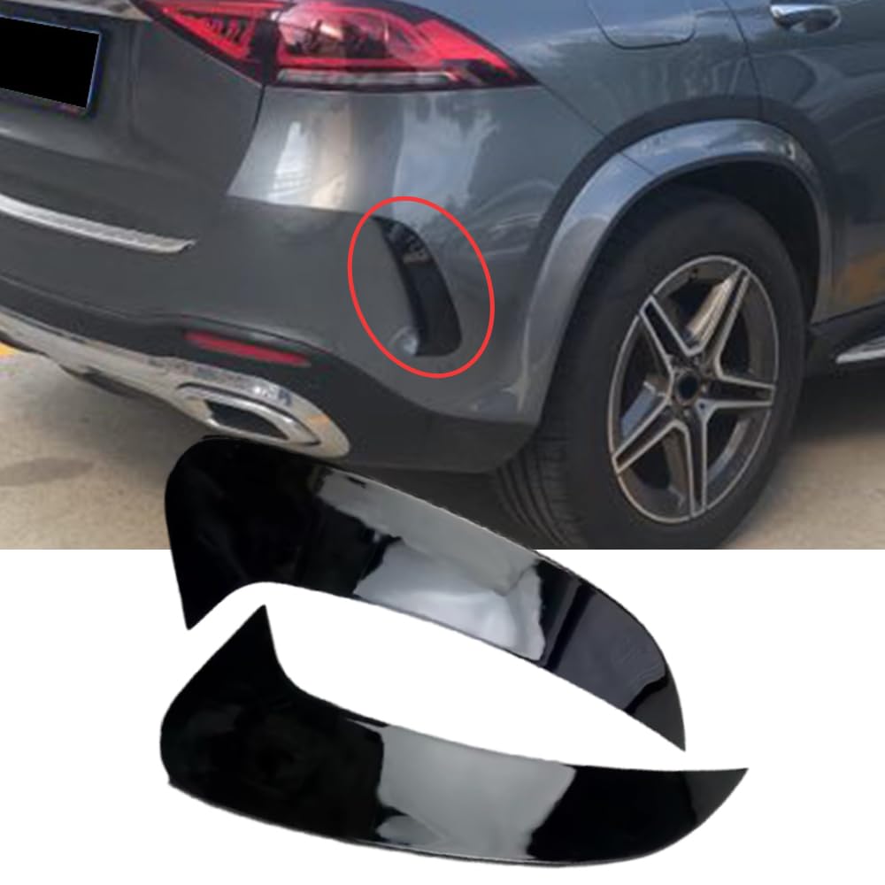 Cubierta de alerón trasero, cubierta de alerón trasero, cubierta de rejilla de ventilación de parachoques trasero compatible con Mercedes-Benz Clase GLE W167 V167, negro brillante