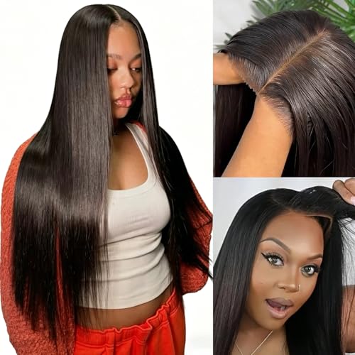 bunGiol Wear And Go Glueless Human Hair Wigs Pre Plucked Pre Cut 24 Inch Straight Wigs Human Hair 5x5 Hd Lace Closure Wigs For Women