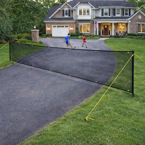 Driveway Safety Net for Kids & Pets 20FT Driveway Ball Stopper Net with Reflective Strips Outdoor Yard Home Driveway Barrier Net (20 Ft Wide 40 Inch Tall)