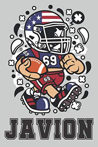 Javion: American Football Personalized Name Javion, Lined Journal Notebook, 100 Pages, 6x9, Soft Cover, Matte Finish, Gift Gifts, Preschool, Kindergarten, Kids