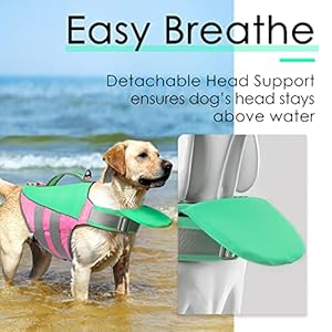   ThinkPet-Dog-Life-Jacket-Reflective-Lifesaver-with-Rescue-Handle-Adjustable-Floating-VestHigh-Buoyancy-Aid-Dog-Saver-Large-Mint-Green-Pink