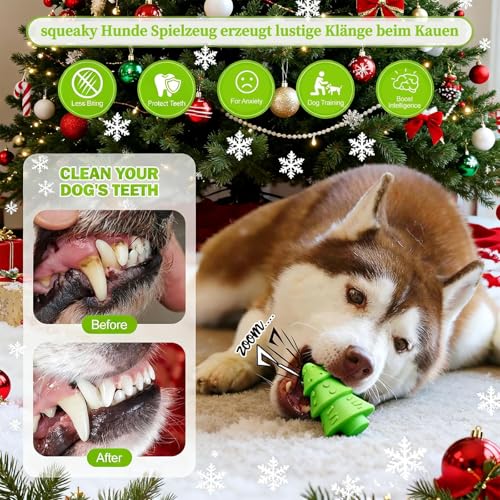 Lairle Weihnachten Hundespielzeug,Hund Kauspielzeug für Aggressive Kauer,Unverwüstliche robuste quietschende Hundespielzeug,Hund Kauspielzeug für kleine mittlere große Rasse