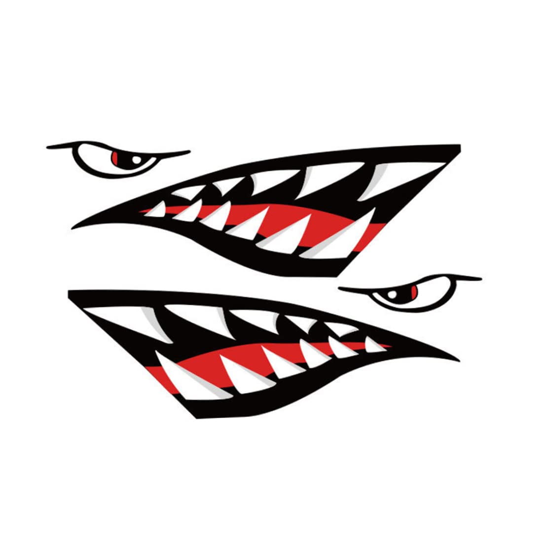 Shark Teeth Mouth Sticker + Skeleton Fish Sticker, Waterproof Shark Car Sticker, Durable, Bicycle Shark Sticker, Funny Vinyl Stickers for Kayaks, Canoes, Fishing Boats
