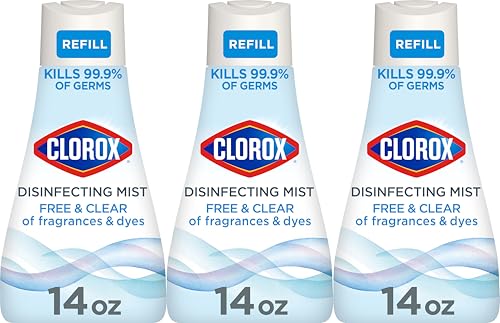 Clorox Free & Clear Disinfecting Mist Refill Household Essentials Fragrance Free 14 Fluid Ounces Pack of 3